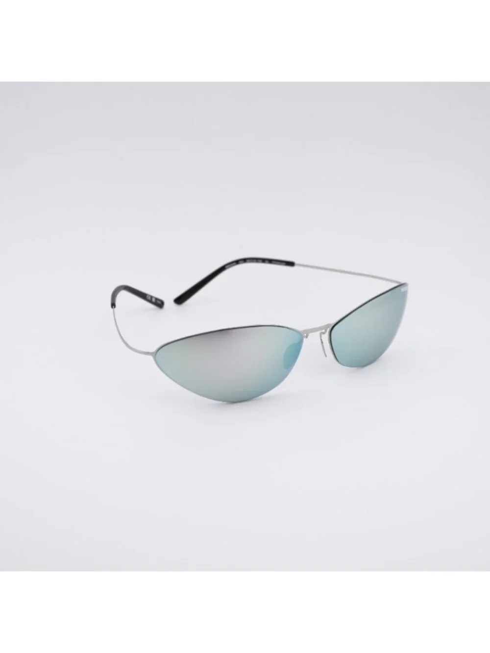 Balenciaga BB0350S 004 Sunglasses Silver Cat Eye Frame, Silver Mirror Lenses